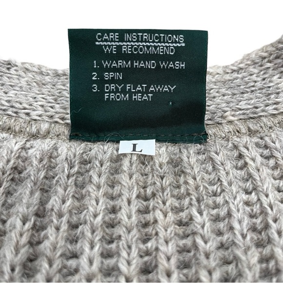 British Wool Dulyn Knitwear Cable Knit Cardigan | Leather Elbow Patches Large - Picture 8 of 10